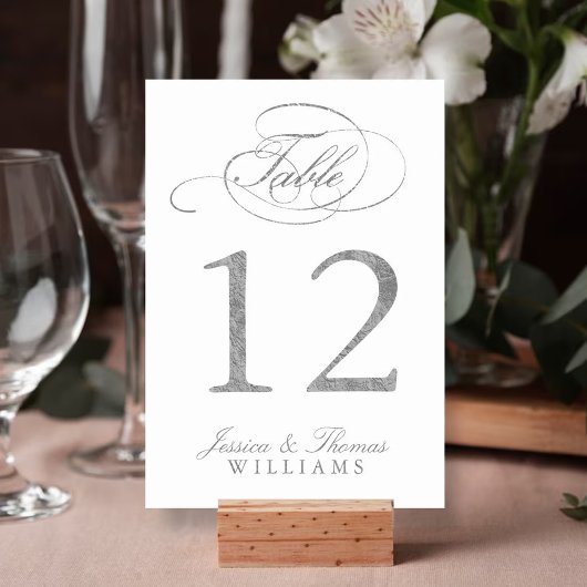 Chic Faux Argent Mariage Table Numéro Cartes
