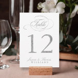 Chic Faux Argent Mariage Table Numéro Cartes<br><div class="desc">Chic Faux Argent Mariage Numéro de table Cartes.</div>