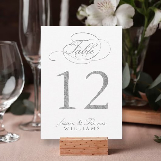 Chic Faux Argent Mariage Table Numéro Cartes