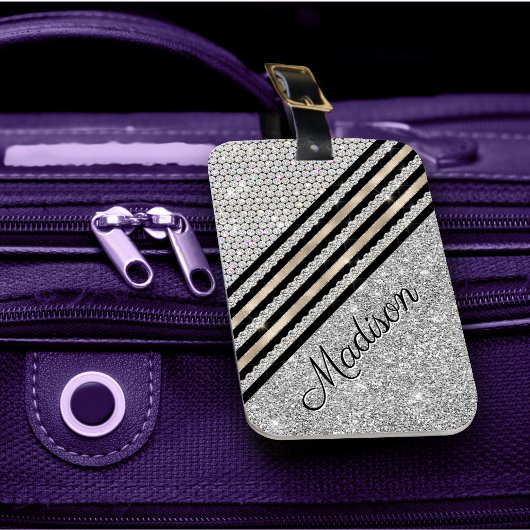 Chic faux Crystal en Silver glitter Persoonlijk Bagagelabel