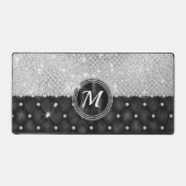 Chic Faux Crystal Silver Black Diamond Monogramme (Recto)