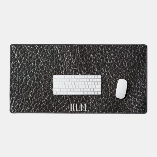 Chic Faux cuir noir avec monogramme (Clavier et souris)