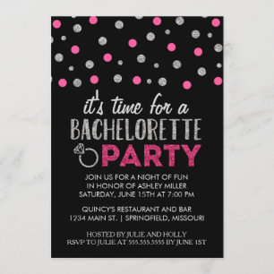 Chic Faux Glitter Bachelorette Party Kaart