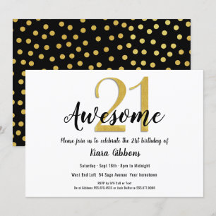 Chic Faux Gold 21e verjaardag Uitnodiging