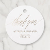 Chic Faux Gold Calligraphy Favoriete bruiloft Bedankjes Labels (Voorkant)