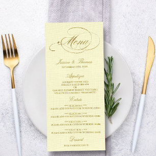 Chic Faux Gold Foil Mariage Menu Modèle - Ivory