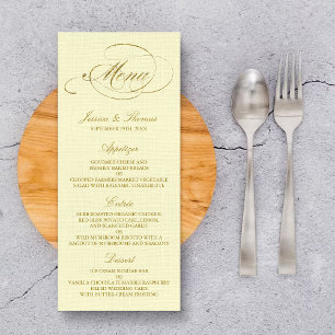 Chic Faux Gold Foil Mariage Menu Modèle - Ivory