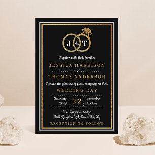 Chic Faux Gold Foil Monogram Weddenschappen Kaart