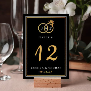 Chic Faux Gold Foil Monogram Weddenschappen Kaart