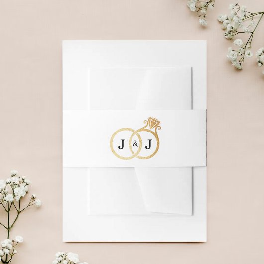 Chic Faux Gold Foil Monogram Weddenschappen Uitnodigingen Wikkel