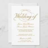 Chic Faux Gold Foil Script Faire-part de mariage (Devant)