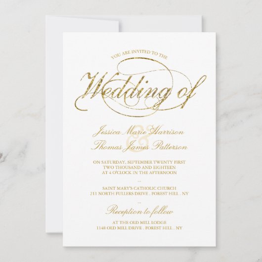 Chic Faux Gold Foil Script Weddenschap Kaart (Voorkant)