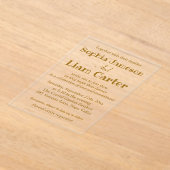 Chic Faux Gold Foil Script Wedding Acryl Uitnodigi Uitnodigingen (Laagn)