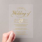 Chic Faux Gold Foil Script Wedding Acryl Uitnodigingen (Insitu (Draagbaar))