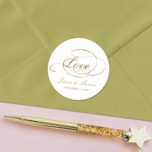 Chic Faux Gold Foil Wedding for Sjabloon Ronde Sticker