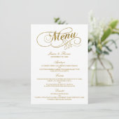 Chic Faux Gold Foil Wedding Menu Sjabloon (Staand voorkant)