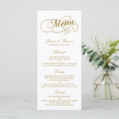 Chic Faux Gold Foil Wedding Menu Sjabloon (Staand voorkant)