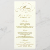 Chic Faux Gold Foil Wedding Menu Sjabloon - Ivoork (Voorkant)