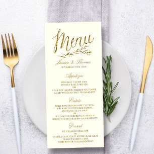 Chic Faux Gold Foil Wedding Menu Sjabloon - Ivoork