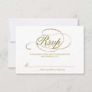 Chic Faux Gold Foil Wedding Modèle RSVP