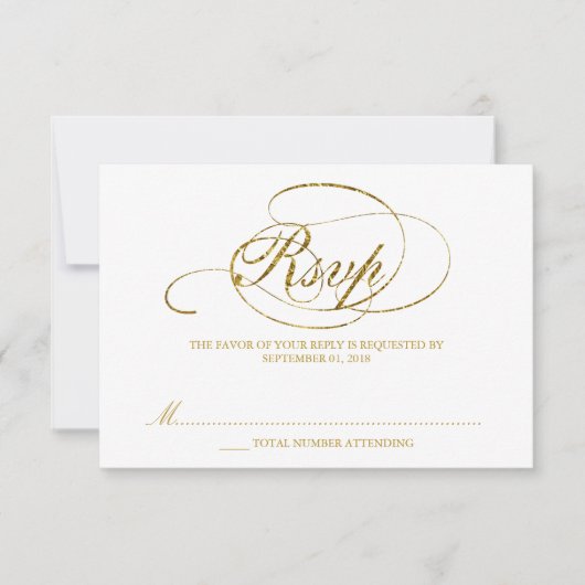 Chic Faux Gold Foil Wedding Modèle RSVP (Devant)