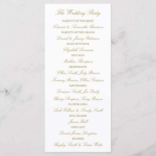 Chic Faux Gold Foil Wedding Programme Modèle (Dos)