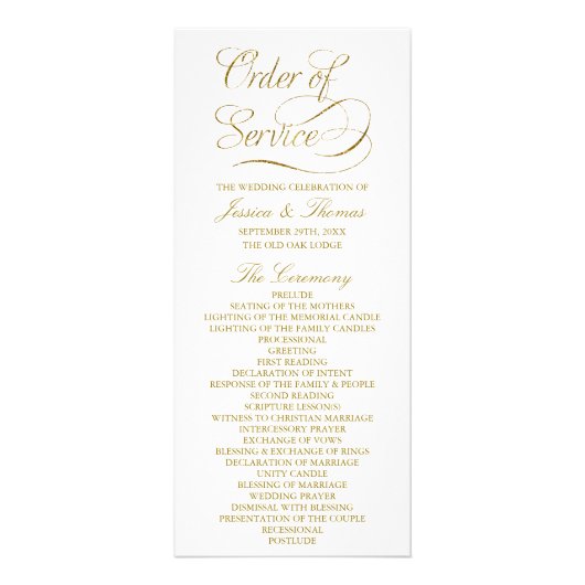 Chic Faux Gold Foil Wedding Programme Modèle (Devant)