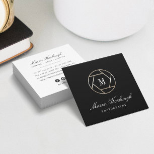 Chic Faux Gold Fotograaf Monogram Logo Vierkante Visitekaartje