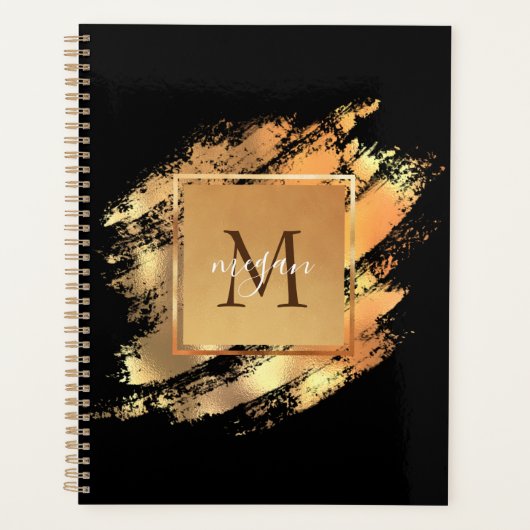 Chic Faux Gold Glam Brushstroke Monogramme (Devant)