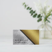 Chic Faux Gold Glass met lederen sierstrip Visitekaartje (Staand voorkant)