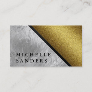 Chic Faux Gold Glass met lederen sierstrip Visitekaartje