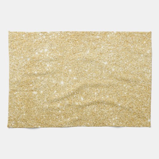 Chic Faux Gold Glitter Luxe Keuken Handdoek (Horizontaal)