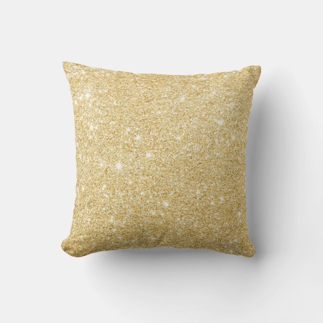 Chic Faux Gold Glitter Luxe Kussen (Voorkant)