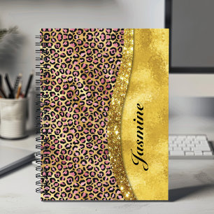 Chic faux Gold glitter roze dierlijk afdrukken Mon Notitieboek