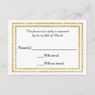Chic Faux Gold Glittered Trim - Carte RSVP