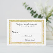 Chic Faux Gold Glittered Trim - Carte RSVP (Debout devant)