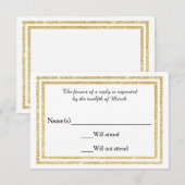Chic Faux Gold Glittered Trim - Carte RSVP (Devant / Derrière)