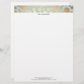 Chic Faux Gold Leaf Circle Pattern en Turquoise Custom Briefhoofd (Voorkant / Achterkant)
