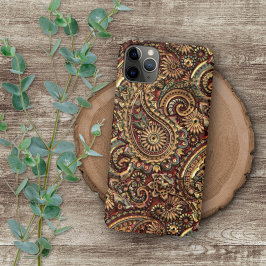 Chic  Faux Gold Paisley Floral Art Patroon iPhone 16 Pro Max Hoesje