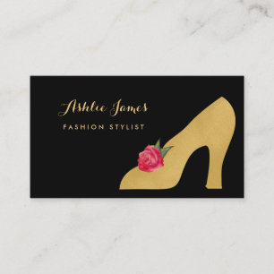 Chic Faux Gold-schoen met roodroze Mode-stylist Visitekaartje