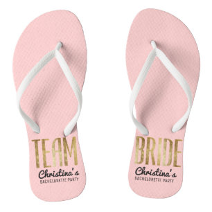Chic Faux Gold Team Bride Wedding Bachelorette Teenslippers