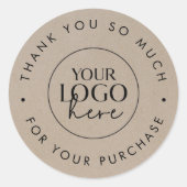 Chic Faux Kraft Business Logo Bedankt voor uw best Ronde Sticker (Voorkant)
