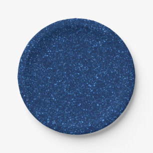Chic Faux Navy Blue Glitter Paper Borden Papieren Bordje