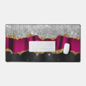 Chic faux paillettes argent Fuchsia monogramme noi (Clavier et souris)
