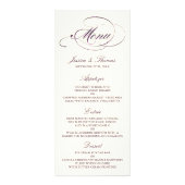 Chic Faux Plum Folie Wedding Menu Sjabloon - ivoor (Voorkant)