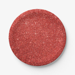Chic Faux Red Glitter Paper Borden Papieren Bordje