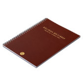 Chic Faux Red Leather & Gold Monogram Naam Notitieboek (Linkerzijde)