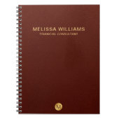 Chic Faux Red Leather & Gold Monogram Naam Notitieboek (Voorkant)