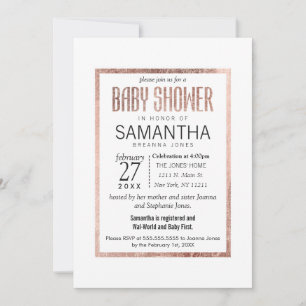 Chic Faux Roos Gold Baby Shower-uitnodigingen Kaart