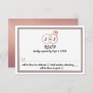 Chic Faux Roos Gold Foil Monogram Weddenschappen Kaart